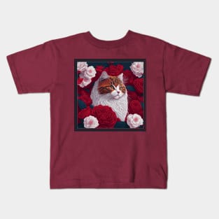 Ragamuffin cat. Style vector (red version ragamuffin cat) Kids T-Shirt